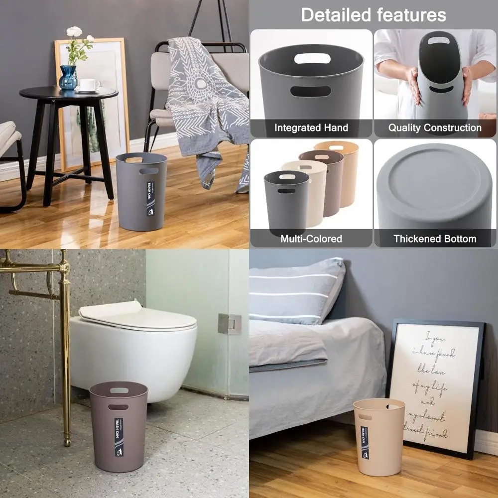 

Compact 12-Liter Round Plastic Trash Bin for Bathroom and Office Use