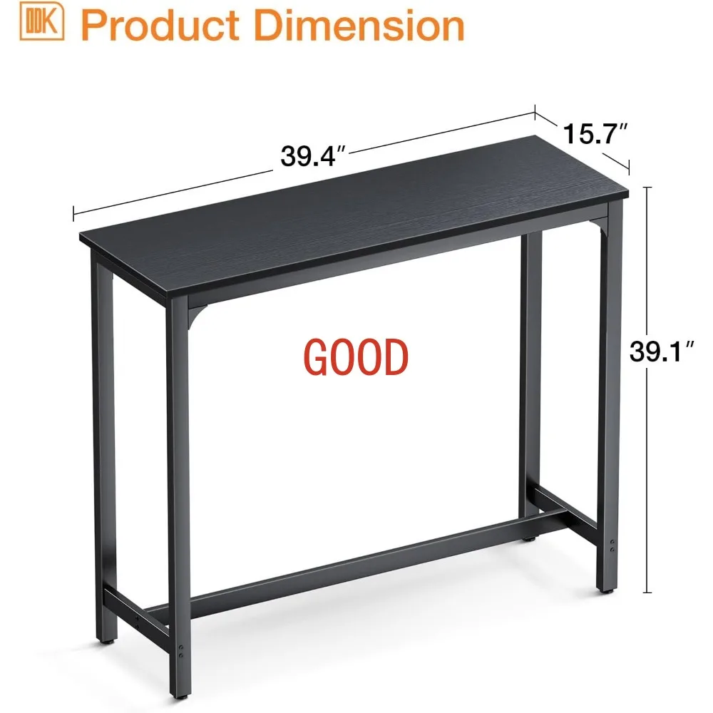 39 inch Bar Table, Bar Height Pub Table, Counter Height Bar Table, Rectangular High Top Kitchen & Dining Counter Tables