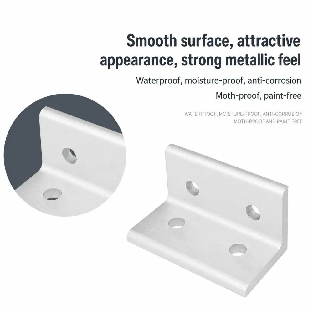 90 Degree Aluminum Angle Bracket Solid Body Flat Shape Right Angle Bracket Precision Cut Vertical Link Aluminum Frame Joint