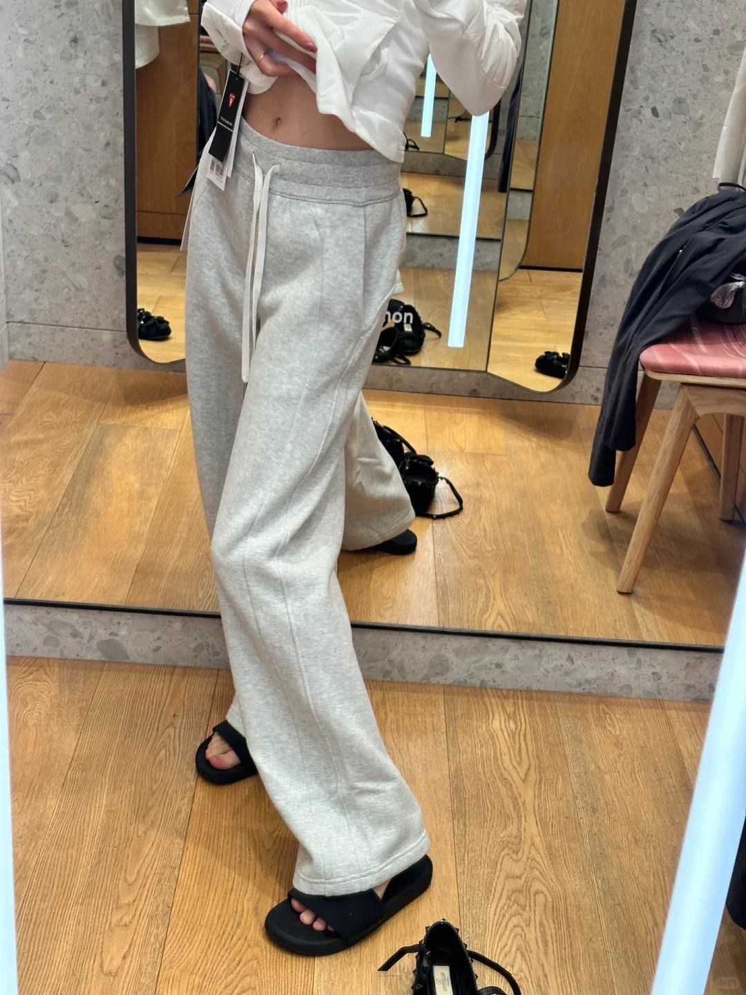 Hohe Taille, weites Bein, Damenhose, FCE-gefüttert, verdickte Yoga-Sport-Freizeithose, Herbst-Winter-Drapey-Hose