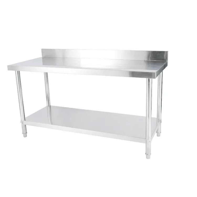 Commercial 304 Stainless Steel Kitchen Work Table with Splashback for Restaurant