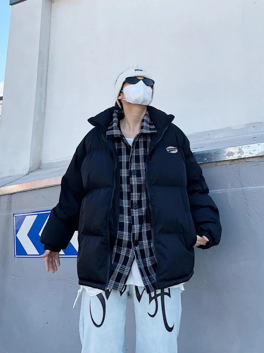 

Ретро-куртка в американском стиле с клетчатыми вставками из хлопка, унисекс, свободного кроя, утепленная, осенне-зимняя, модная верхняя одежда