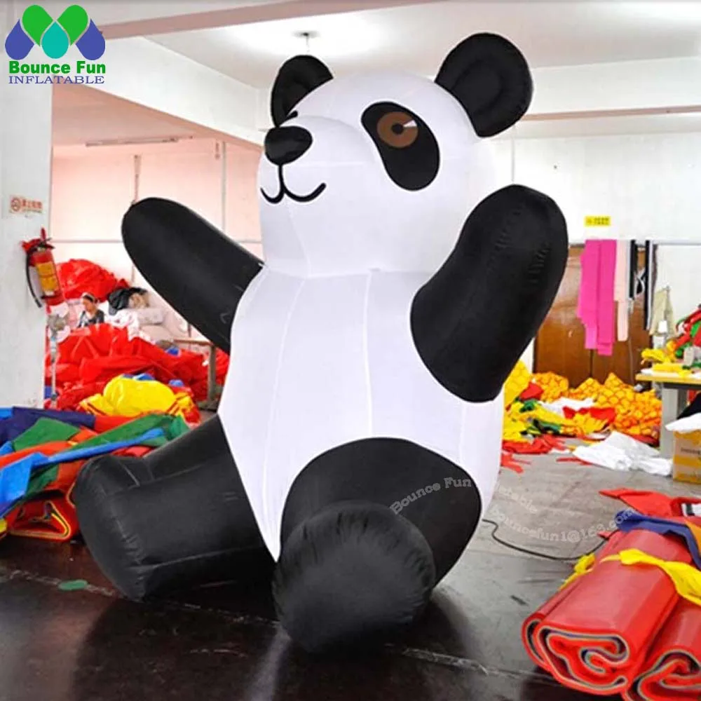 Panda inflable gigante personalizado para exteriores, con soplador y luces Led, dibujos animados de oso Panda personalizados para publicidad