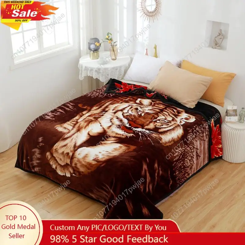 كارياز بطانية شتوية ناعمة ودافئة من الحرير المنك بطانية النمر الثقيلة غرفة نوم مريحة ستوكات لينة الصوف المكسيكي بطانية الملكة كين