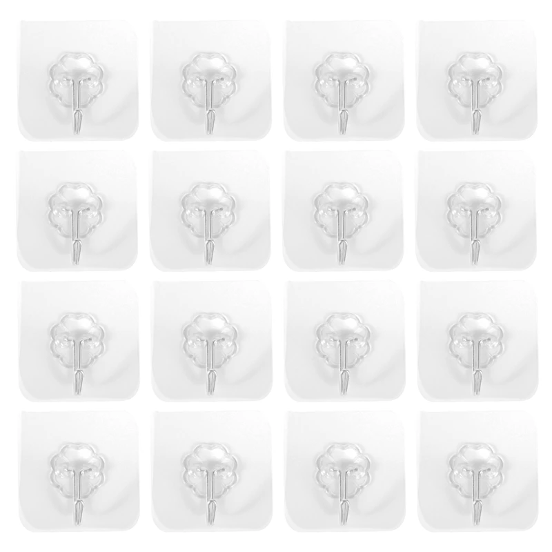 

Hot 20Pcs Waterproof Self-Adhesive Hook Heavy-Duty Wall Hook Suitable For Home Kitchen Bathroom Punch-Free Strong Hook