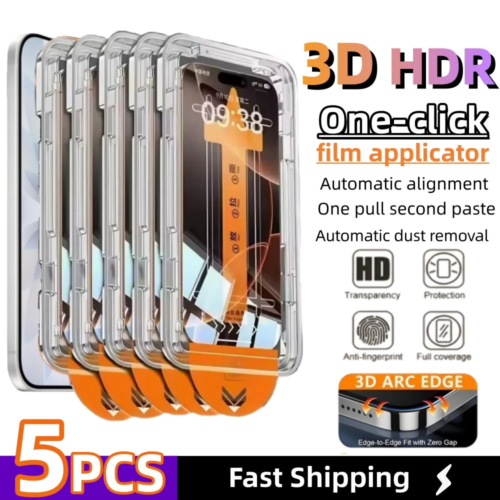 

5 шт. Защитное стекло высокой четкости для iPhone 17, 16, 13 Pro Max, 11, 15, 14, 16e, 12 Mini, XR Plus, Air, закаленное, простое в установке