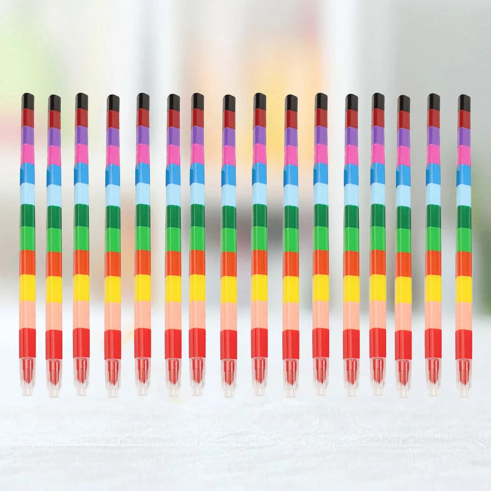 16Pcs 12 Different Color Creative Building Block Coloring Crayons Crayon Crayon Student Stationery for Painting Use