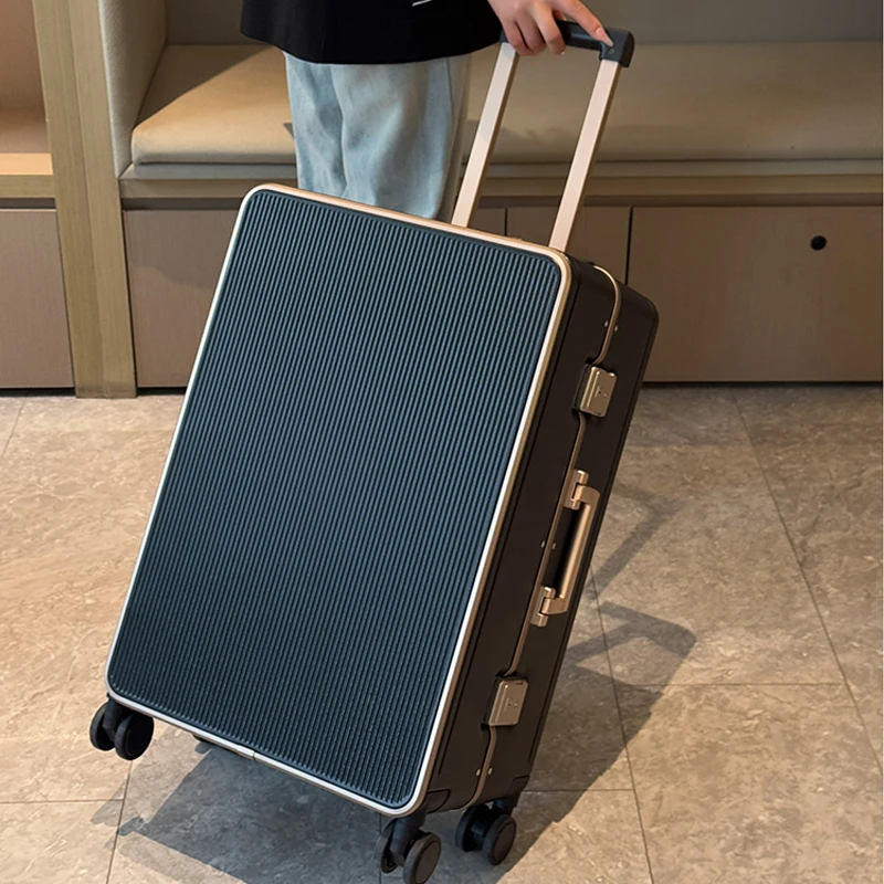 26/28 Inch Aluminum Frame Suitcase Large Capacity with Silent Wheels Women's bag Thickened PC Multifunctional Men Cabin Luggage