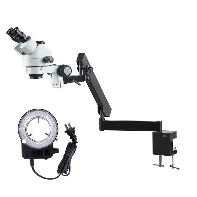 YIZHAN 7-45x Industrial Zoom Microscope Ring Light Illumination High Resolution Trinocular Stereo Microscope Camera