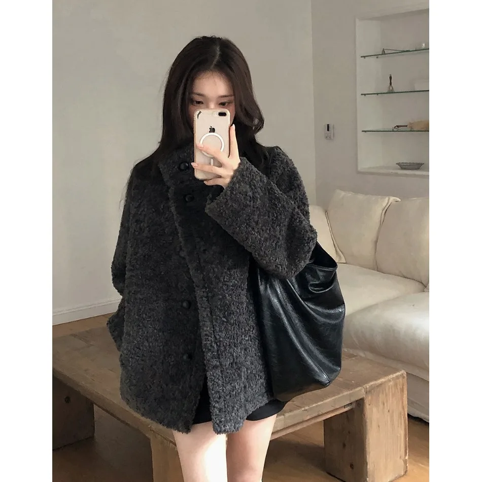 Manteau chaud en fausse fourrure pour femme, bouton unique, nouvelle collection hiver, Dongda Gate, mode coréenne, vêtements d'extérieur, printemps automne