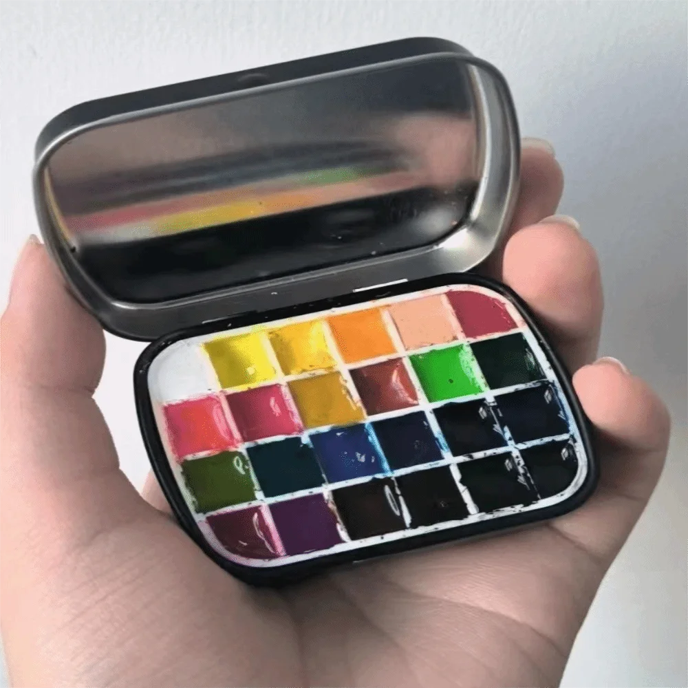 

Durable Portable Empty Watercolor Tin Box Mini 12/24 Grids Watercolor Paint Palette Paint Box Art Supplies