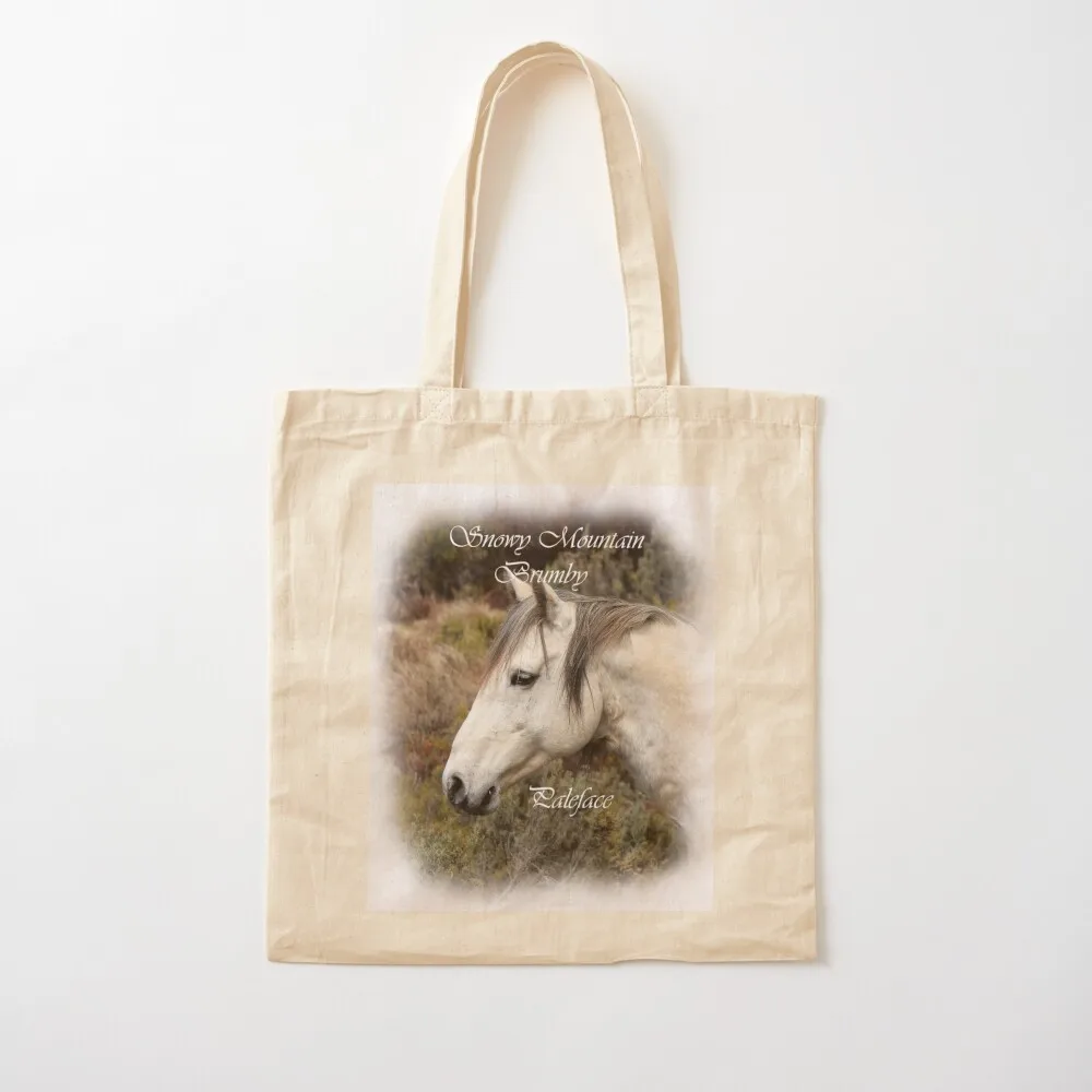 

Snowy Mountain Brumby Paleface Tote Bag Handbags Lady bags Reusable bags custom canvas bag Canvas Tote Bag