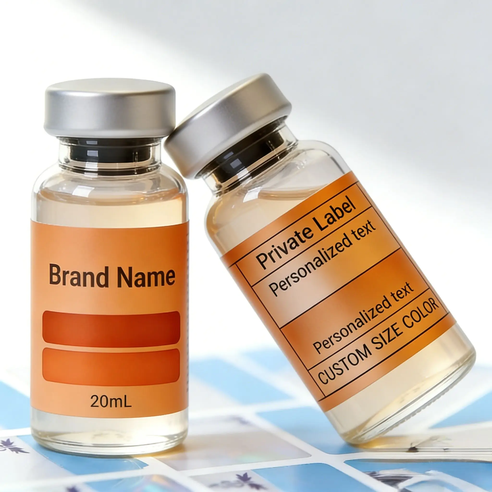 Refined Vinyl Low Shrinkage Label 2ml-12ml,Adhesive Sticker for Toner & Cosmetic Small Bottle,Custom Packaging Waterproof Viny - Detail 1