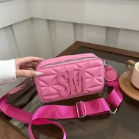 High-Quality Fashion Spring 2025 Letter Print Camera Bag Single Shoulder Crossbody Trendy Small Square Bag Versatile Polyester L