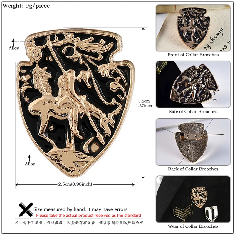 Vintage British Knight Shield Brooch Men Pins Medal Fashion Ornaments Sagittarius Brooches for Women Accessories Friendship Gift