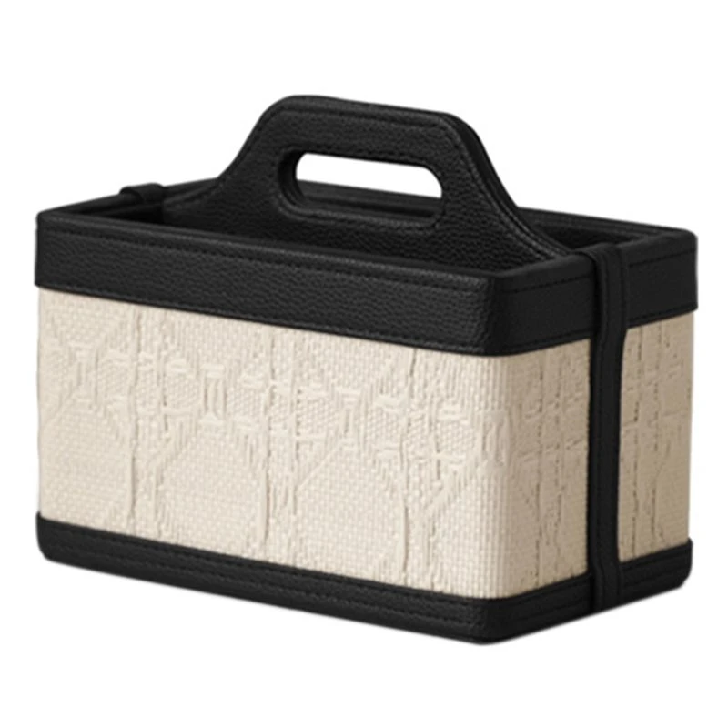 ABMS-Light Luxury For Living Room Home Storage Box Remote Control Handle Multifunctional Leather Ornament Box A