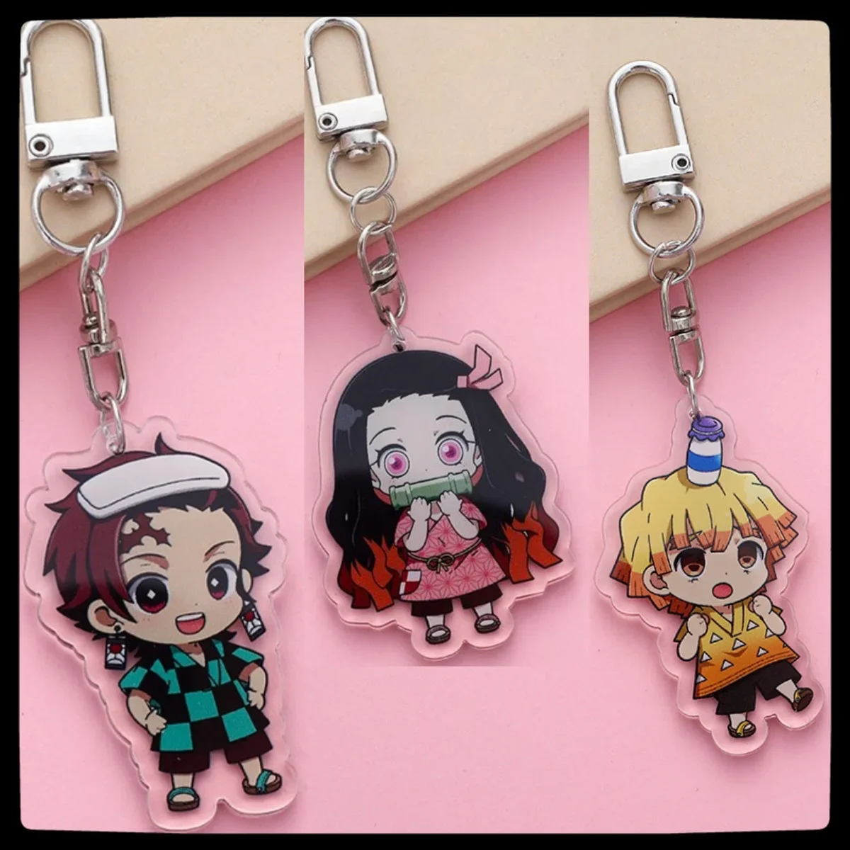 

demon slayer anime acrylic key chain doll cartoon cute pendant bag school bag pendant key chain Christmas gift for children