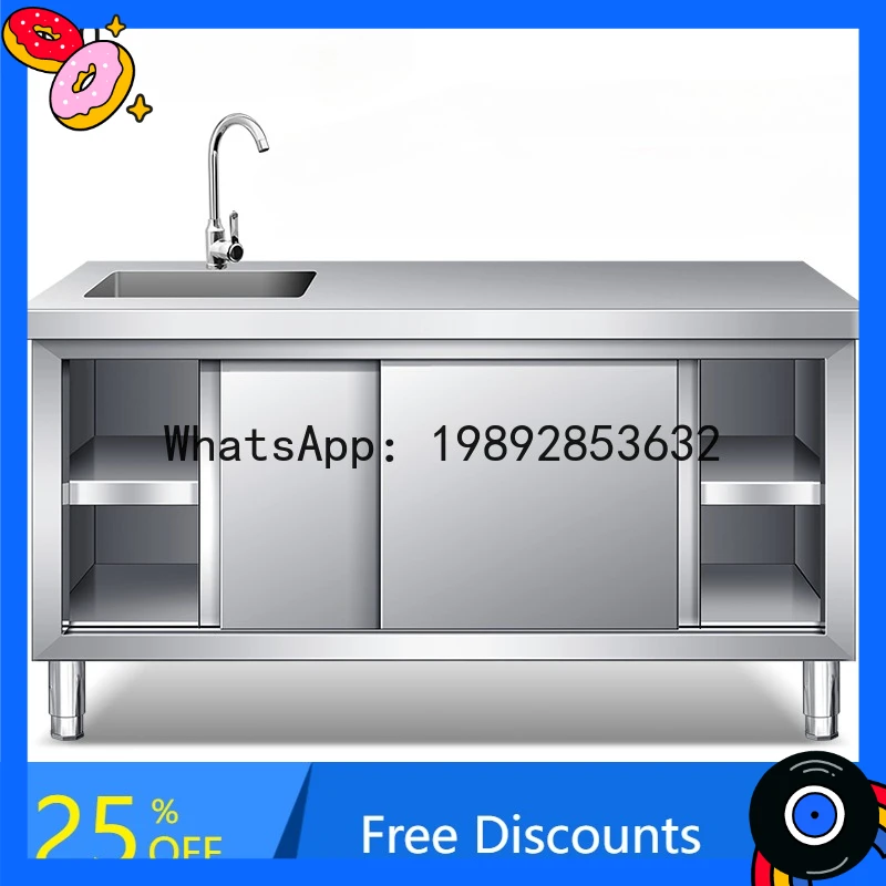 

AB stainless steel sliding door worktable pool platform integrated stove cabinet hotel household cabinet