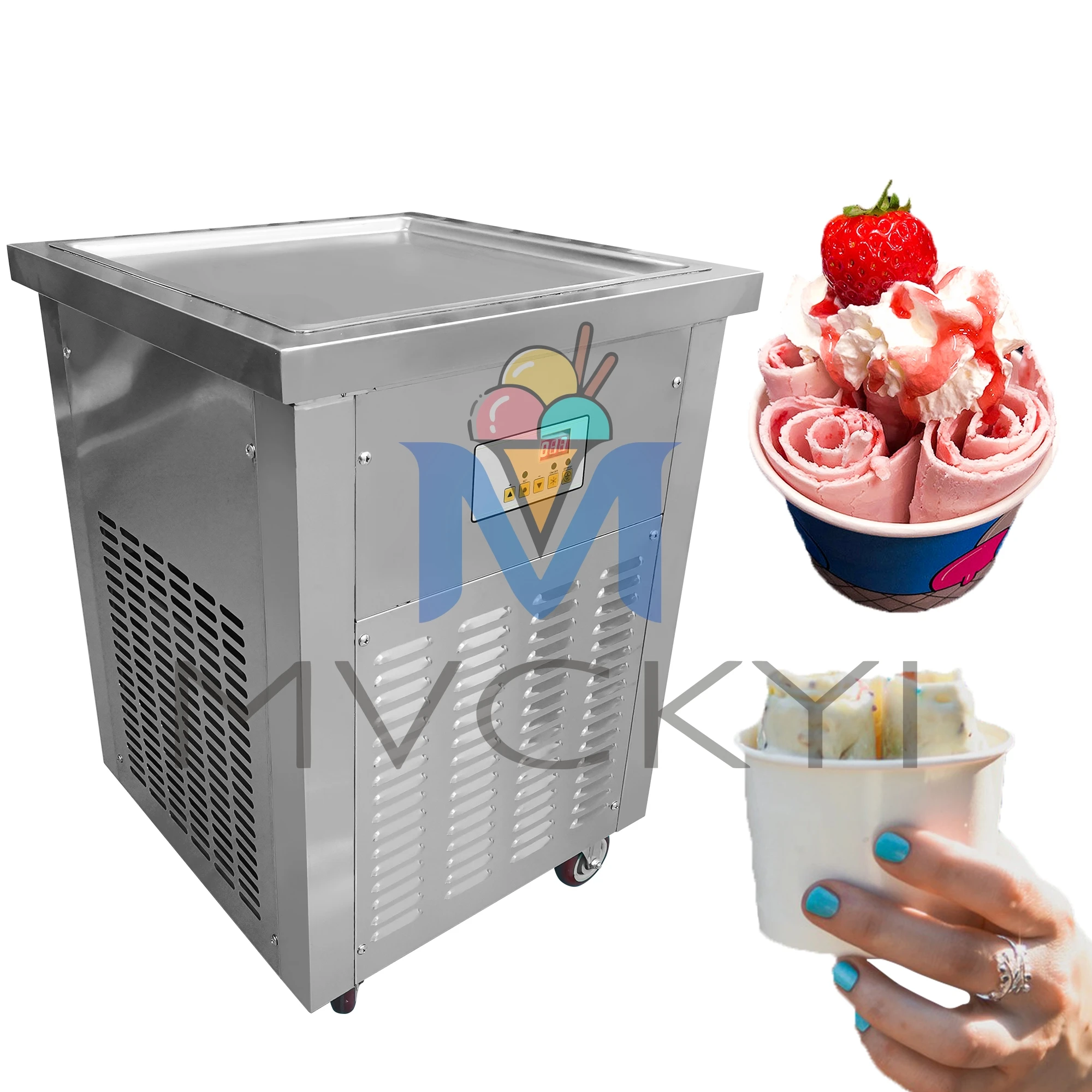 

Mvckyi Roll Fried Ice Cream Machine/instant Ice Cream Rolls Machine Single Square Pan 22 Inch