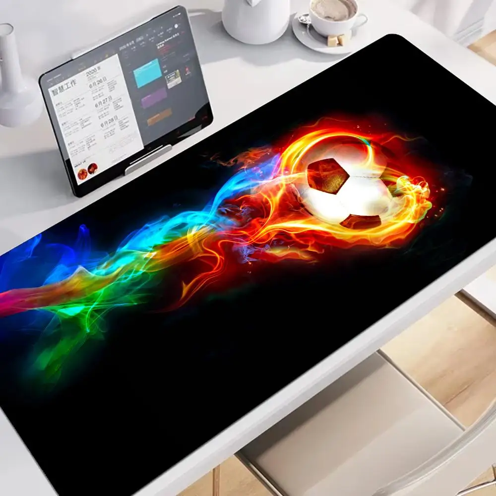 Cool Fire Football Mouse Pad Desk Accessory Aesthetic Large Gaming Mousepads Nootbook Game Rug Non-slip Laptop Tablet Mat PC