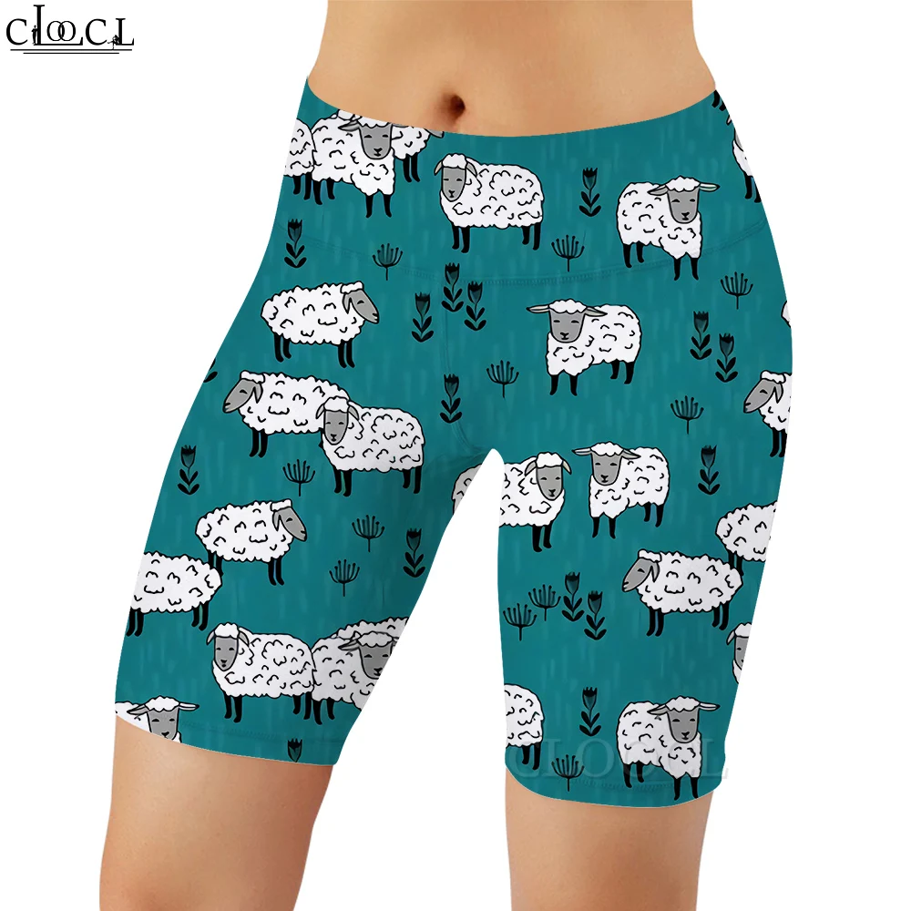 CLOOCL Damen-Leggings mit niedlichem Kaninchenmuster, 3D-gedruckte Shorts, Hosen für Damen, Outdoor-Hosen mit hoher Taille, knielange Gym-Shorts