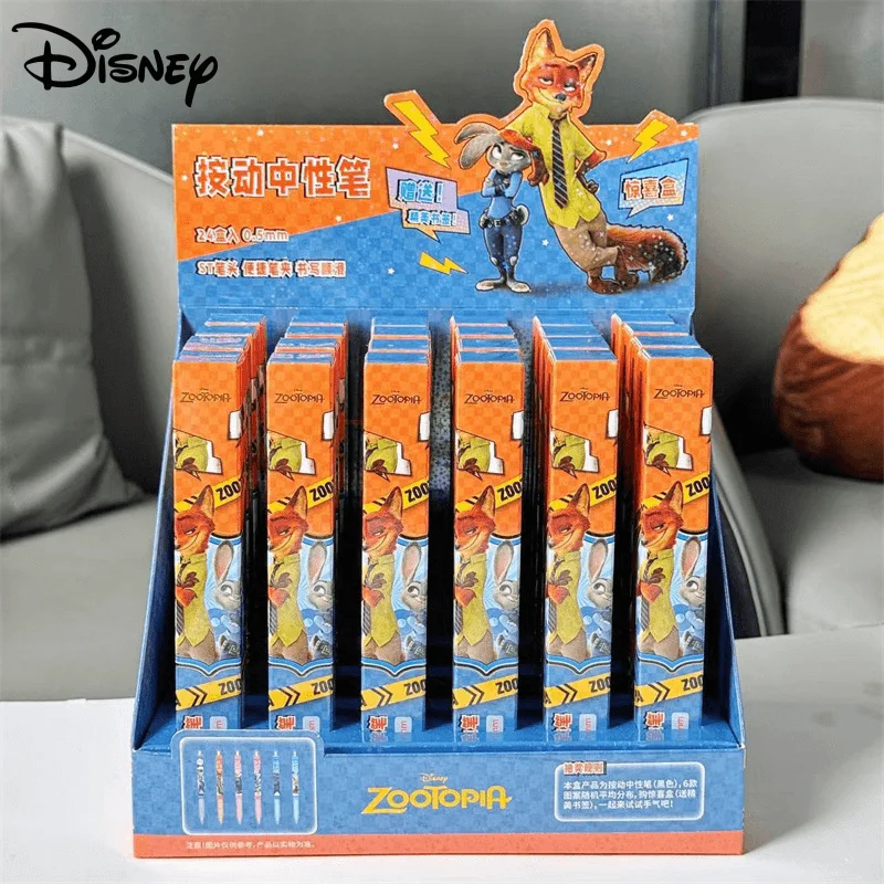 

24pcs Disney Zootopia Press Gel Pen Nick Cartoon Cute 0.5 Black Independent Packaging Signature Pen Student Stationery Wholesale