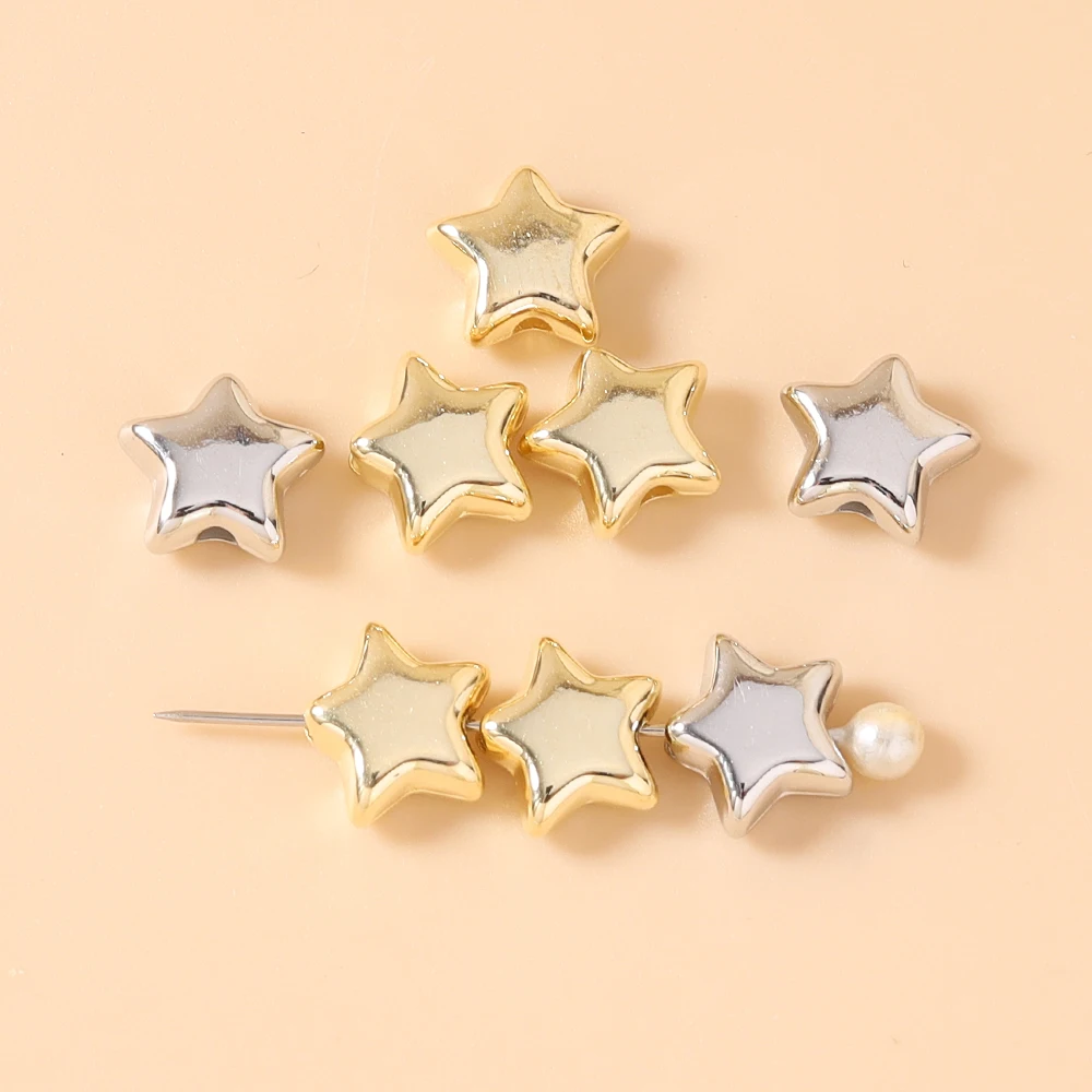 Leslie 50 Stück 9*10mm Gold Silber Farbe CCB Stern-Anhänger Perlen für Schlüsselanhänger Handgemachte DIY Stern-Anhänger Sommer Strand Schmuck Geschenk – Detail 4