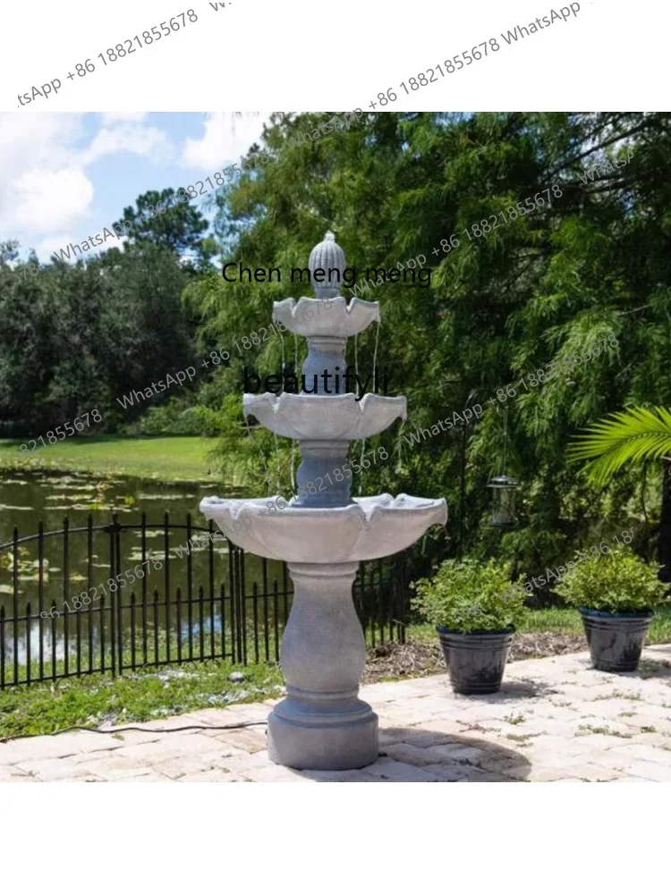 cc182R1 European-Style Fountain Large Outdoor Courtyard Decoration Simple Multi-Layer Circulating Water Villa Resin Decorations