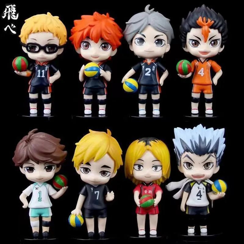 

8pcs Anime Character Kawaii Haikyuu!! Hinata Shouyou Kageyama Tobio Desktop Decoration Cute Handmade Wholesale Garage Kit Gifts