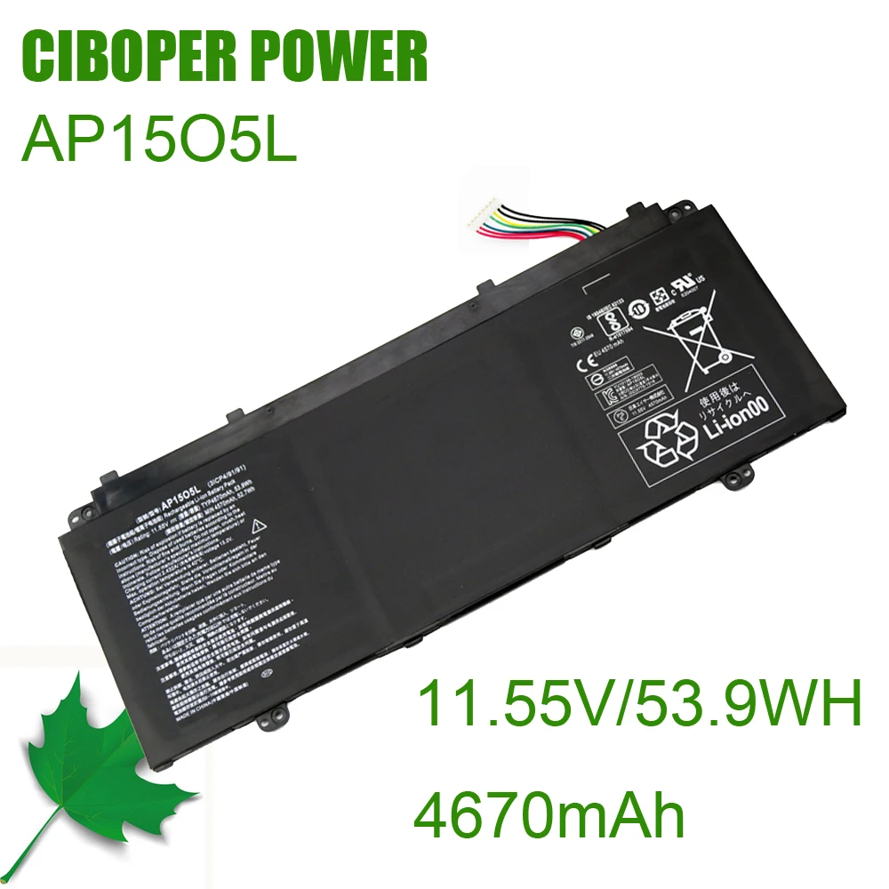 Laptop Battery AP15O5L AP1505L 53.9W For Aspire S13 S5-371-76GS S5-371-52JR S5-371-53NX S5-371T-58CC S5-371-572Z AP1503K AP15O3K