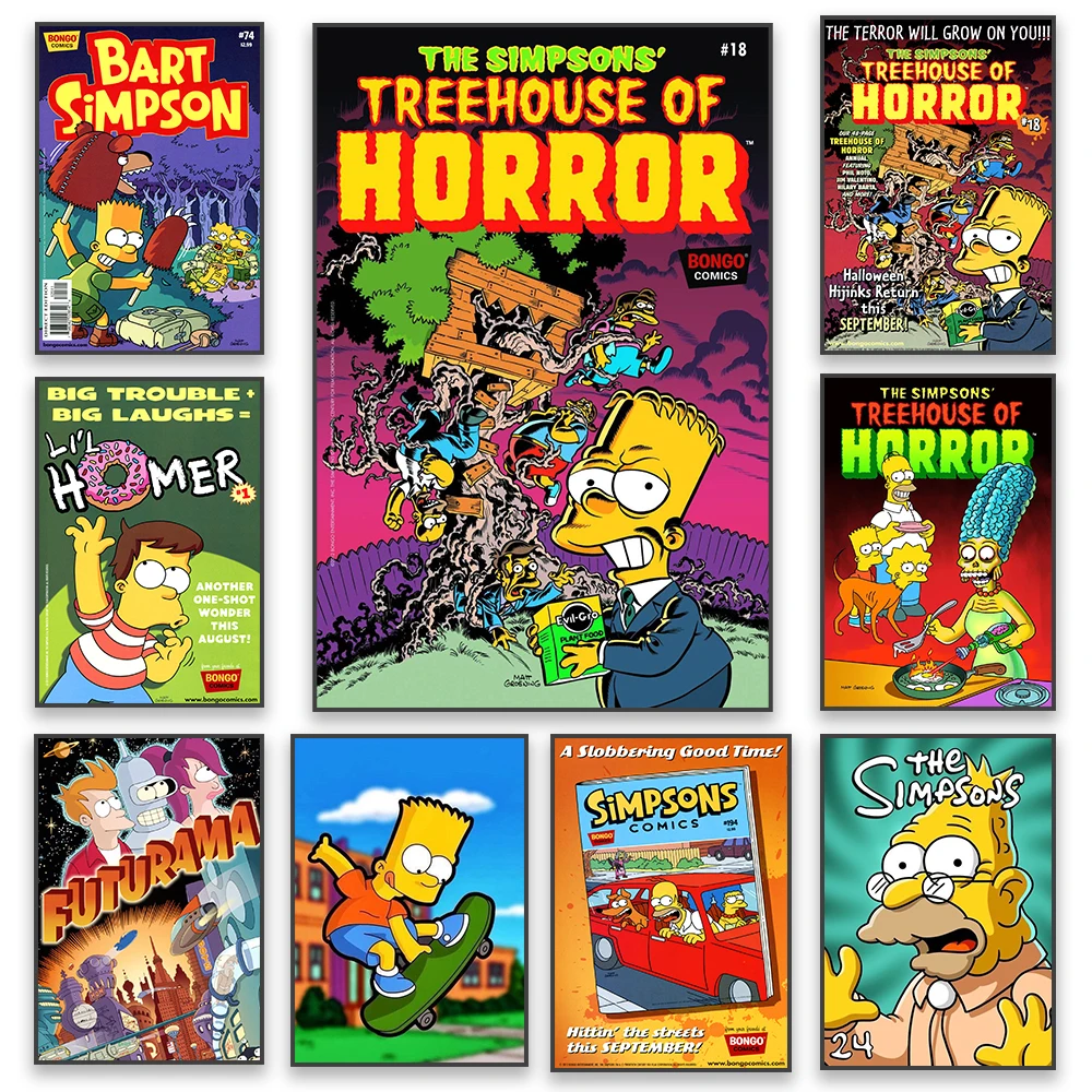 لوحة قماشية عائلية من سيمبسون ، ملصق برنامج تلفزيوني من سيمبسون ، مطبوعات كرتونية ، صور فنية جدارية ، ديكور غرف نوم الأطفال #1