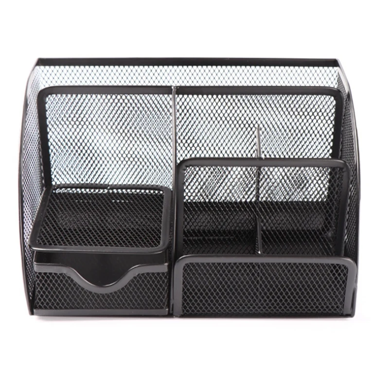 Mesh Desk Organizer Pen Holder, Accessories Storage Caddy With 6 Compartments, And Drawer Office Supplies Gift (1 PCS)