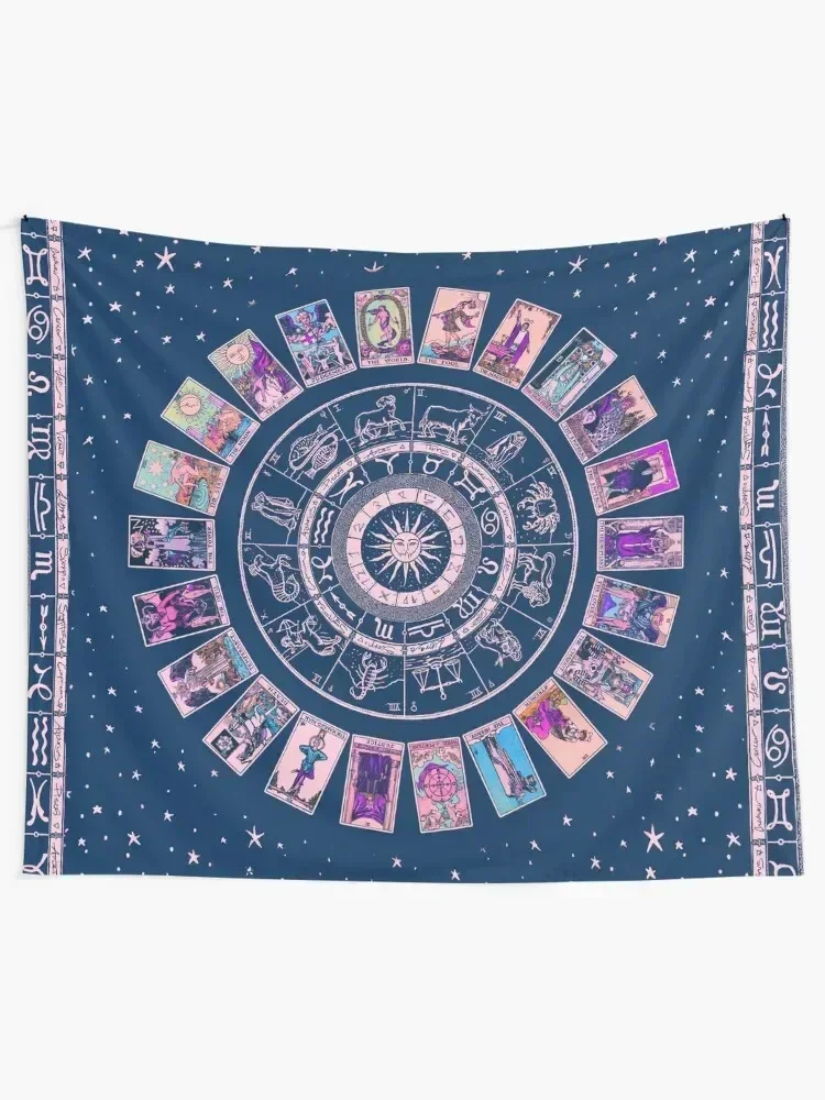 Pastel Goth Zodiac, Astrology Chart & the Major Arcana Tarot Tapestry Luxury Living Room Decoration Tapete For The Wall Tapestry