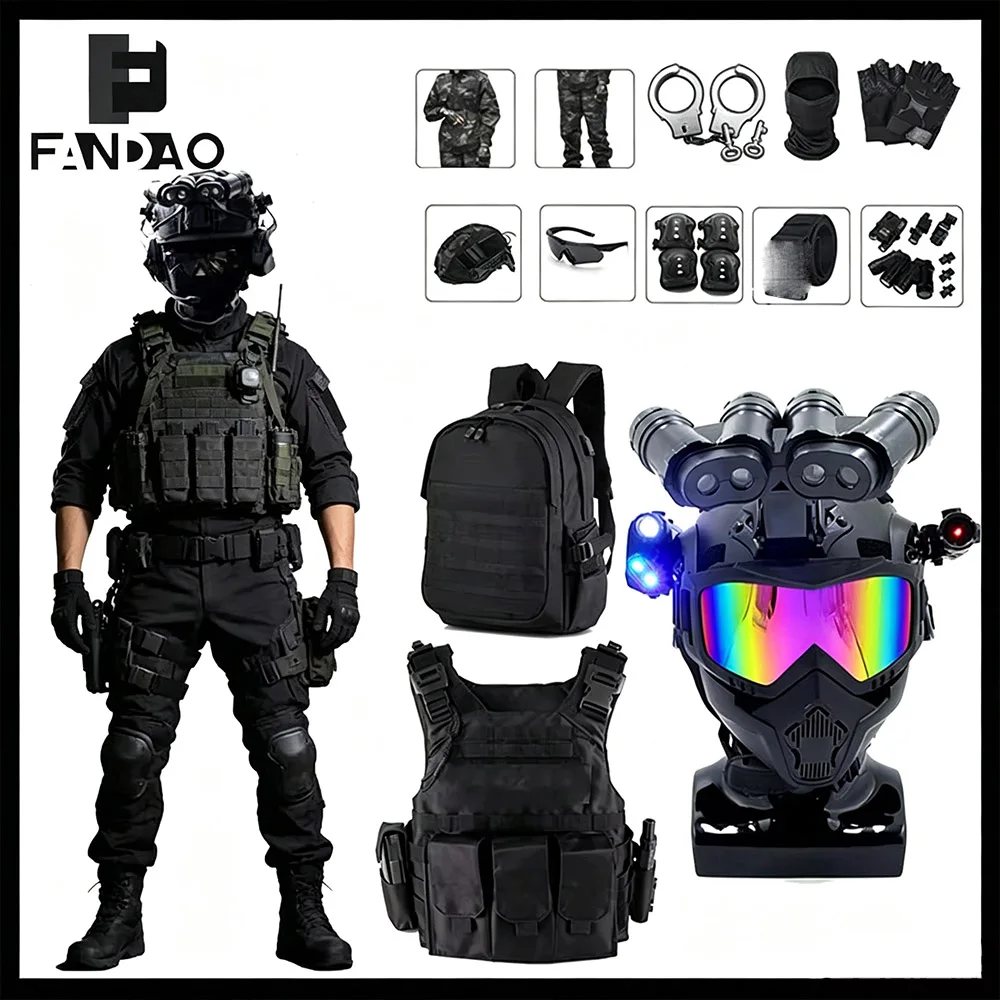 Tactical Children's Camouflage Outfit Set Military Long-Sleeved Training Uniform Special Forces Summer Camp Performance Costumes