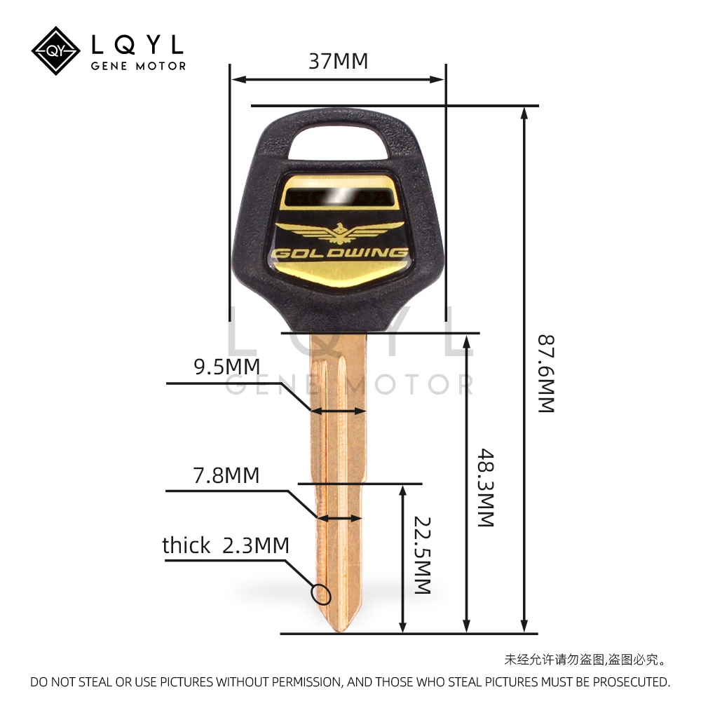 LQYL New Blank Key Motorcycle Replace Uncut Keys For HONDA GOLDWING GL1200 GL1000 GL1500 GL 1500 1000 1200 2001-2011 GL1800 1800