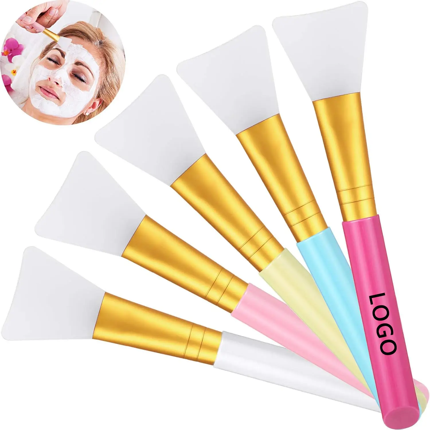 

50pcs OEM logo beauty spa tools Applicator for facial brushed mask face clay Mask Body Silicone applicator mask brush