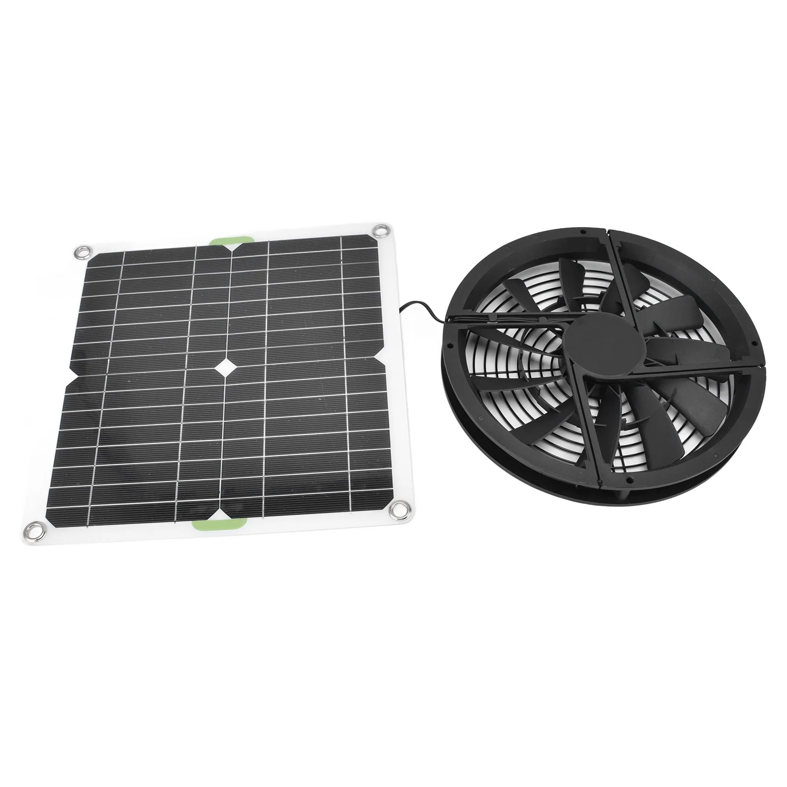 12V 100W Solar Panel Fan Kit 10in Waterproof Solar Panel Round Ventilation Case Exhaust Fan for Chicken Coop Greenhouse Shed