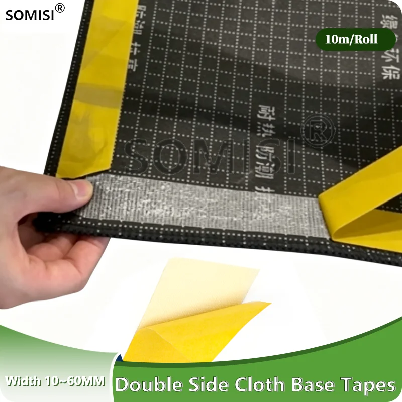 1~10 Rolls 10~60mm Double Sided Cloth Tape Strong Adhesive Waterproof Mounting Tape Heavy Duty Retail for Industrial Home Fixing