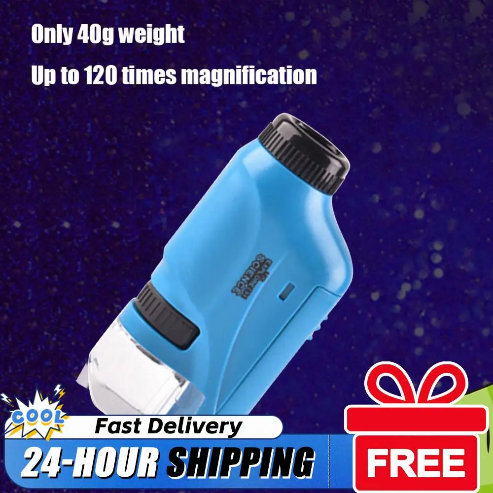 ハンドヘルドポケット顕微鏡 60-120X 電気顕微鏡 教育科学顕微鏡 電池式 観察学習用