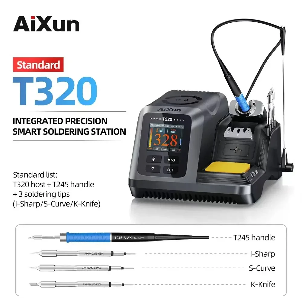 JC AIXUN T320 Estación de soldadura Digital de precisión para teléfonos móviles, herramientas de reparación, soldador eléctrico con puntas de mango