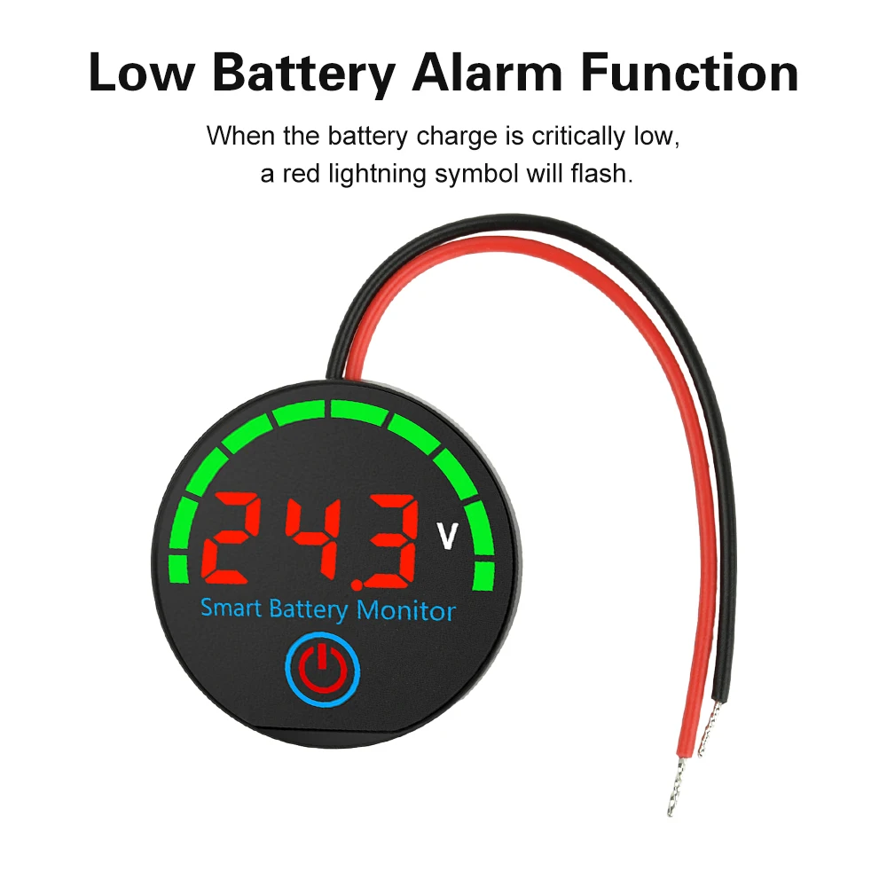 3S-14S DC7-55V Acid Battery Charge Indicator Lithium Battery Voltmeter Universal Charging Capacity Indicator Round Voltage Gauge