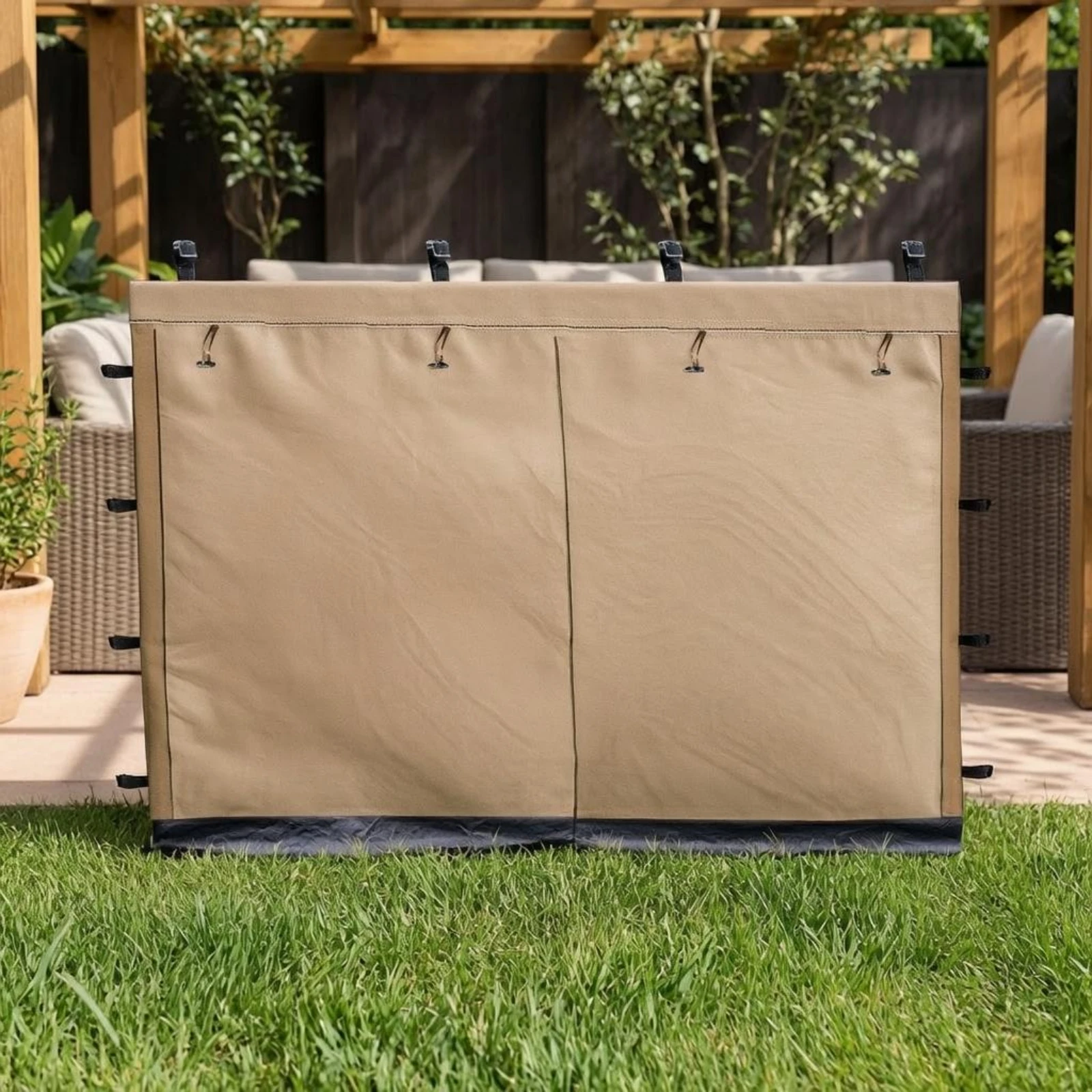 Double Layer Side Panel Reinforced Bottom Border Tent Side Curtain Canopy Sidewall Ventilated Mesh Curtain Panel Blocking
