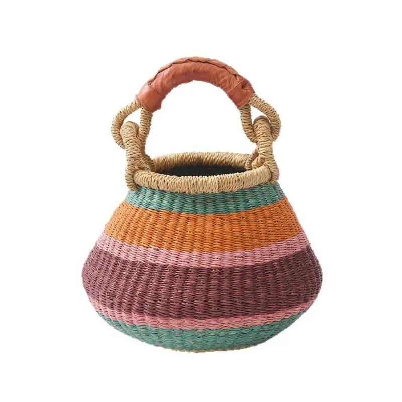 

Grass woven basket, African element portable basket, desktop decoration storage basket atmosphere decoration