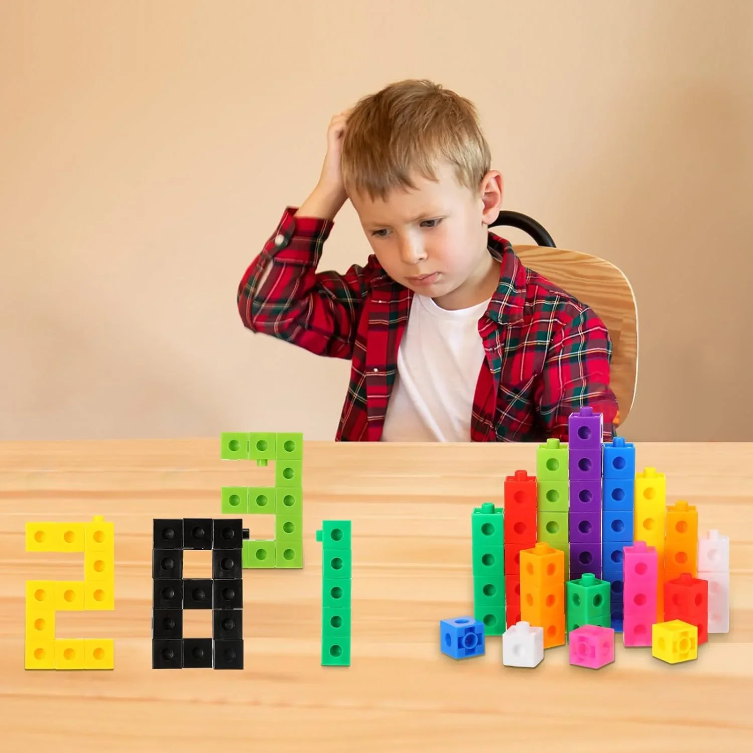 100pcs Connected Cube Toys For Mathematical Counting Plastic Counting Blocks Colored Mathematical Cubes Home School Preschool