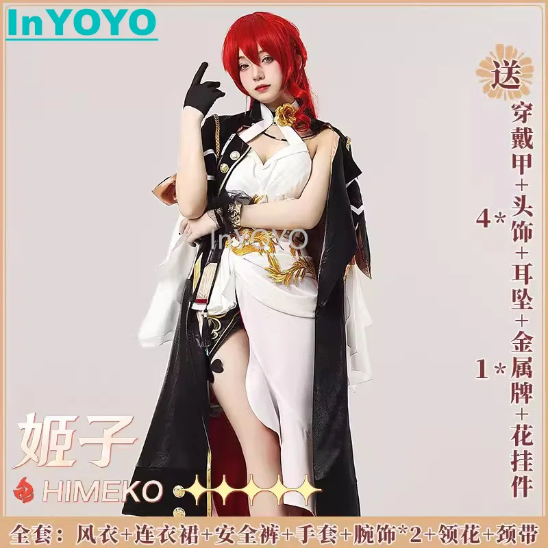 

InYOYO Himeko Costume Honkai: Star Rail Cosplay Lovely Dress Game Suit Halloween Party Outfit For Women S-XL NEW 2023