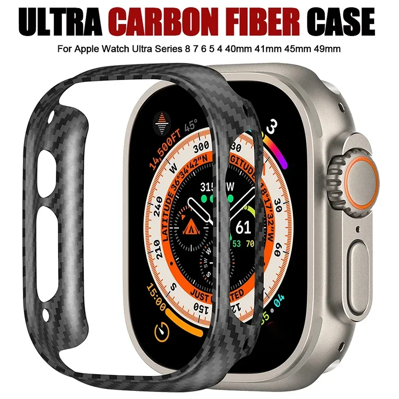 

Genuine Carbon Fiber Ultra Thin Case for Apple Watch Ultra 2 49mm Light Matte Glossy Hollow Bumper Arimid Fiber Armor Cover