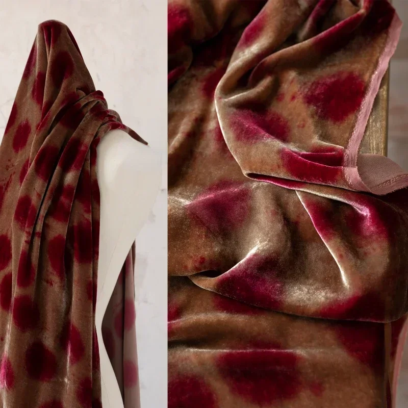 

Golden Velvet Dyed Viscose Silk Fabric New Chinese Style Designer Wholesale Cloth for Diy Sewing By The Meter Material