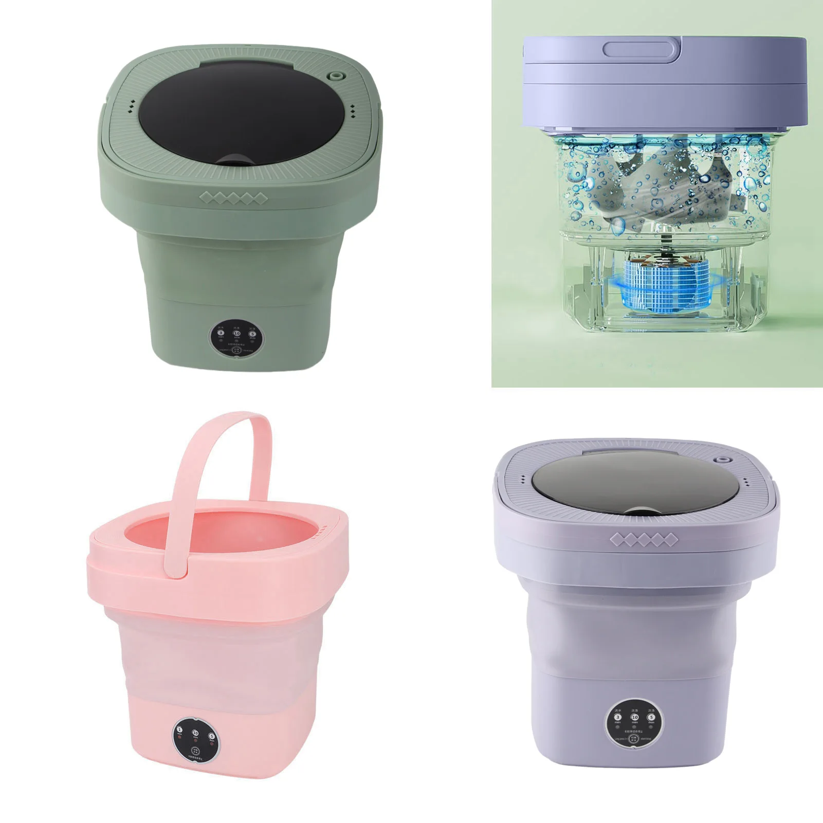 Lavadora plegable de alta velocidad, 6,5 L, gran capacidad, suave, semisecado, lavadora de cubo plegable
