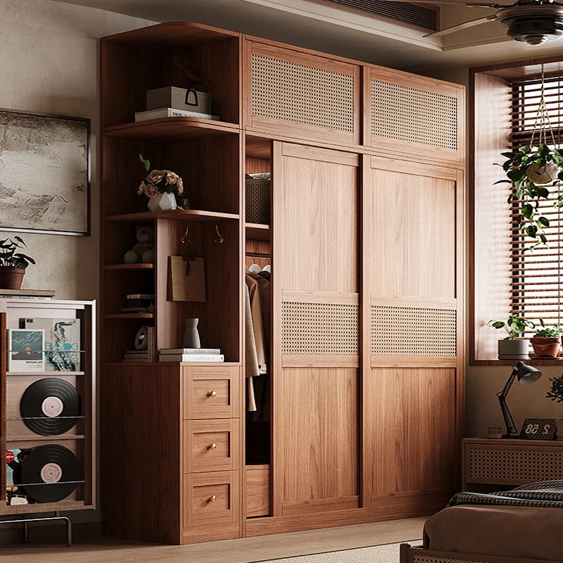 Large Drawers Locker Wardrobes Rattan Women Nordic Sliding Door Storage Closet Organizer Rack Teen Armario Furniture Home