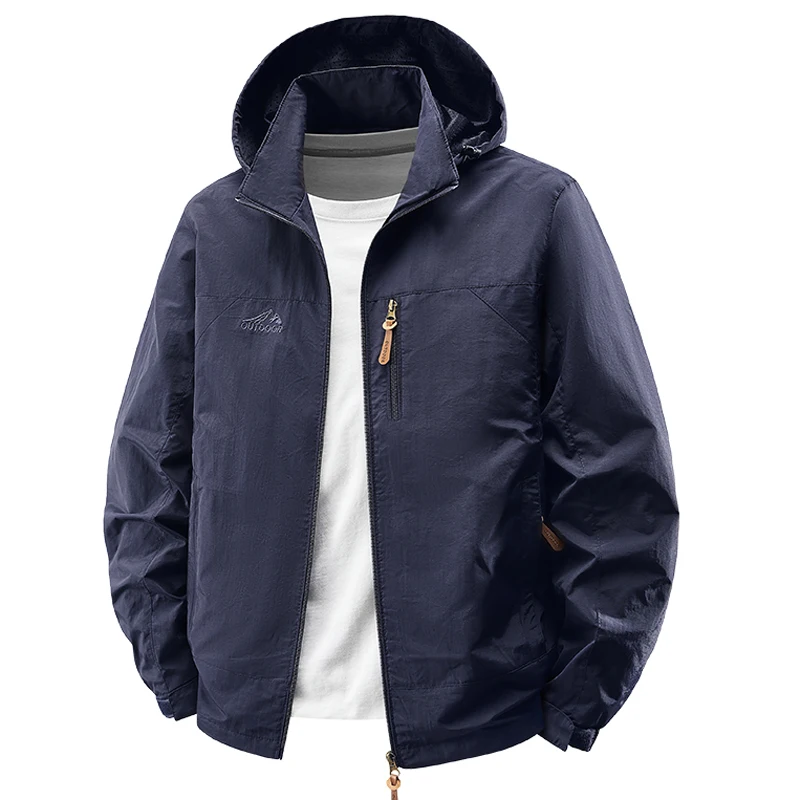 ربيع الخريف سترة واقية مقاوم للماء التنزه سترات الرجال التخييم في الهواء الطلق مقنعين معاطف الذكور رياضة الركض سترة رياضية الرجال الملابس